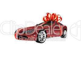 Gift isolated red car front view 01