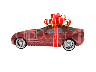 Gift isolated red car side view