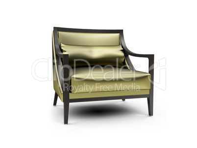 Gold armchair against white