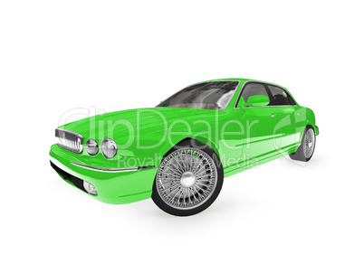 isolated green car perspective view