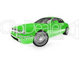 isolated green car perspective view