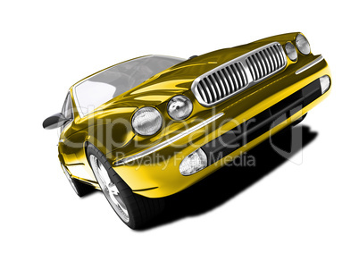 isolated gold car front view 02