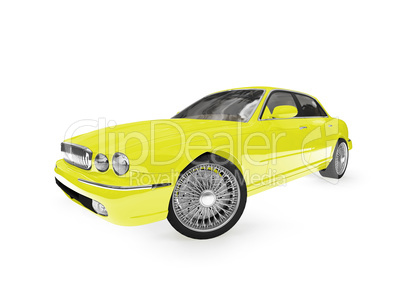 isolated yellow car perspective view