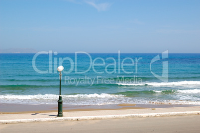 Lantern pole at the beach, Crete, Greece