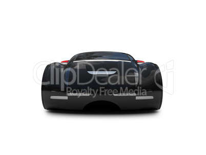 isolated black super car front view 04