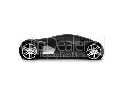 isolated black super car side view