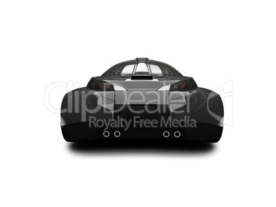 isolated black super car back view 02