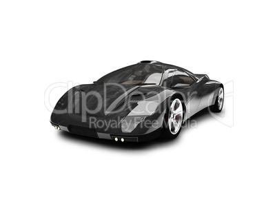 isolated black super car front view 01