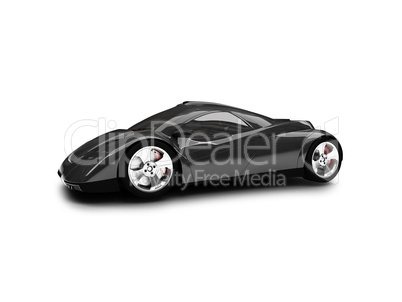 isolated black super car front view 02