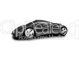 isolated black super car front view 02