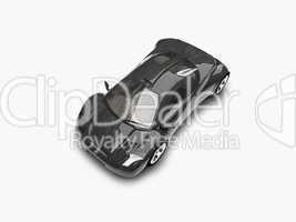 isolated black super car top view 02
