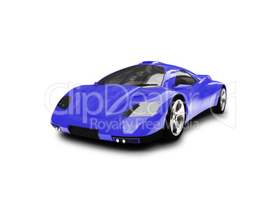 isolated blue super car front view