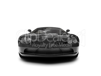 isolated black super car front view 02