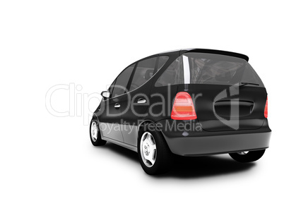Isolated black car back view