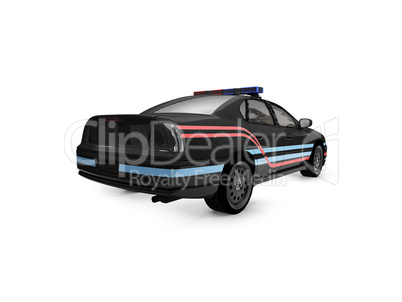 isolated black police car back view 01