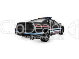 isolated black police car back view 01