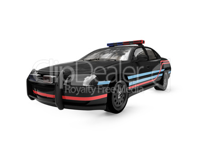 isolated black police car front view 01