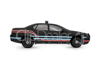 isolated black police car side view