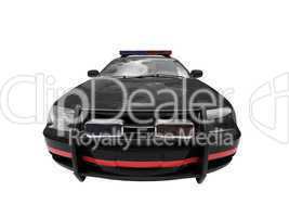 isolated black police car front view 02