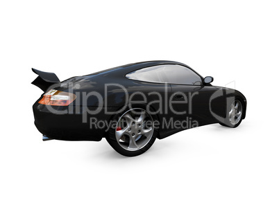 isolated black super car back view