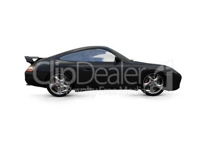 isolated black super car side view