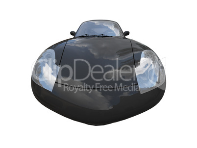 isolated black super car front view 04