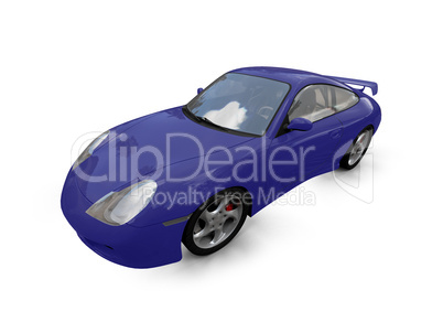 isolated blue super car front view 03