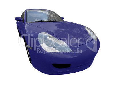 isolated blue super car front view 02