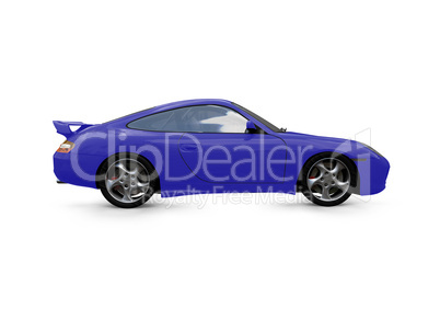 isolated blue super car side view