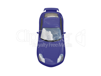 isolated blue super car top view