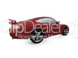 isolated red super car back view