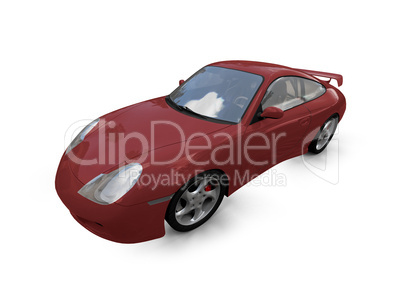 isolated red super car front view 02
