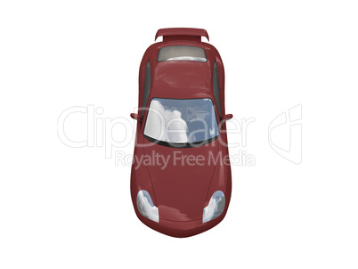 isolated red super car top view