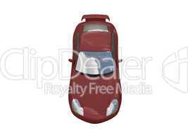 isolated red super car top view