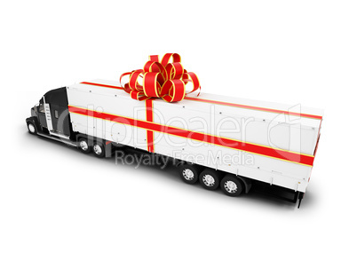 Present truck isolated black-red back view