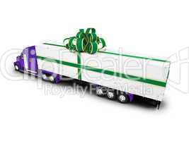 Present truck isolated blue-green back view