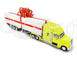Present truck yellow isolated front view