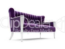 Purple sofa over white