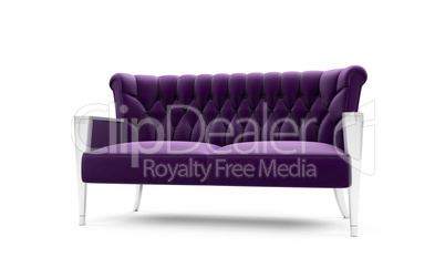 Purple sofa over white