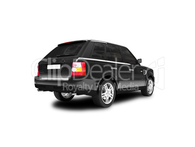 isolated black car back view 01