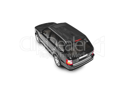 isolated black car back view 02