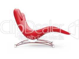 Red chaise lounge over white