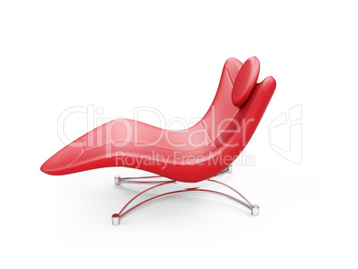 Red chaise lounge over white