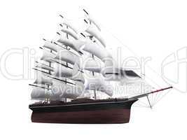 Sailing ship isolated over white