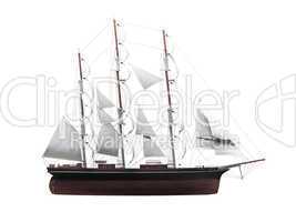 Sailing ship isolated over white