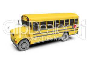 School yellow bus isolated over white