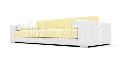 White and yellow color sofa isolated view