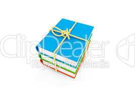 tied up books isolated view