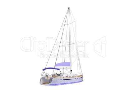 Vessel boat isolated back view