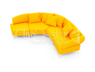 Yellow couch against white